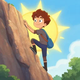 Soos from Gravity Falls climbing the sun