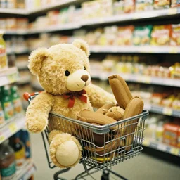 teddy bears shopping for groceries, 30mm film