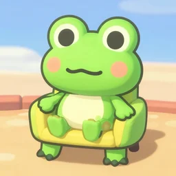 cute froggy chair from animal crossing, fanart