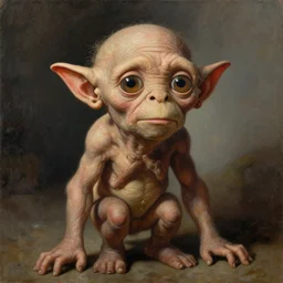 a beautiful painting of gollum, by rembrandt and edvard munch, rembrandt lighting, beautiful composition and structure, high contrast, high saturation, vivid ember colors, cross hatching featured on artstation, shading study, lighting study, studio lighting