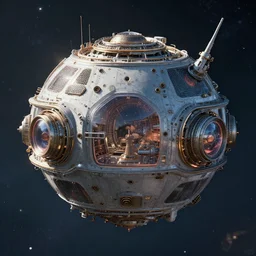photo of an atompunk space habitat