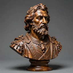 high intricate bust of grigori rasputin, 1 9 7 0 carved from wood in baroque style, studio light, maria panfilova, andrea savchenko, mike kime, ludovic plouffe, qi sheng luo, oliver cook, trending on artstation