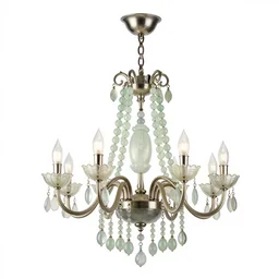 jade chandelier, 8k product photo, isolated on a pure white background, centered, entire object in frame, sharp focus, soft studio lighting
