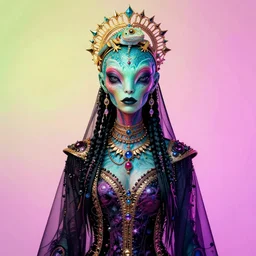 portrait of an elegant alien lizard woman queen, straight on portrait, by artgerm, tom bagshaw, gerald brom, vaporwave colors, lo - fi colors, vaporwave, lo - fi, moody vibe, goth vibe, 4 k, hd,
