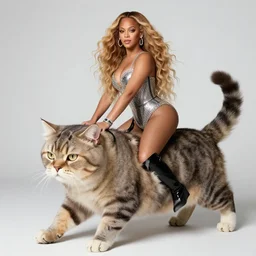 beyonce riding on a giant cat,