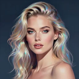 portrait of a woman inspired by lois van baarle, charlie bowater, illustration iridescent, iridescent hair, face, hair styles, light make up self confidence, cinematic 8 k