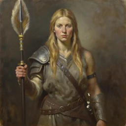warrior shaman female, oil on canvas, by jesper ejsing and catherine jeffrey jones
