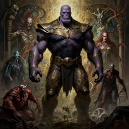 the platonic ideal of shadow of the colossus of cletus kasady ultimate carnage thanos dementor doctor manhattan chtulu nazgul, detailed, intricate, hyperrealism, intense, scary, decay, dmt, art by brock hofer and artgerm and greg rutkowski and alphonse mucha