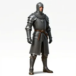 man in a chainmail hauberk, fantasy, medieval, character design, single character concept art, medium shot, digital art, highly detailed, artstation, 4k,