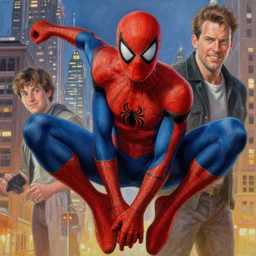 a highly detailed painterly painting of video game peter parker, by james gurney, greg rutkowski, by craig mullins, ( ( ( ( ( spiderman