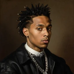 Renaissance portrait painting of punk Playboi Carti, detailed, realistic