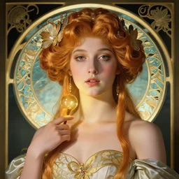 beautiful woman baroque art nouveau up light
