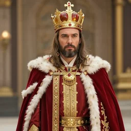 a woman dressed as a male king