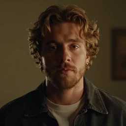 a cinematic film still of Jack Harlow starring in The Shining, portrait, 40mm lens, shallow depth of field, close up, split lighting, cinematic