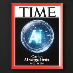 TIME magazine cover, the coming AI singularity, by Ryoji Ikeda, 4k