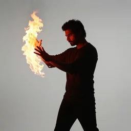 photo still of, dark silhouette of avan jogia, enchanting a fire spell, 8 k, studio lighting bright ambient lighting key light, 8 5 mm f 1. 8