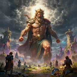 a greek god, furious, storm, unreal engine, fantasy art by greg rutkowski, loish, rhads, ferdinand knab, makoto shinkaib and lois van baarle, ilya kuvshinov, rossdraws, tom bagshaw, global illumination, radiant light, detailed and intricate environment by fromsoftware, spiritual, colorful, fantasy landscape,