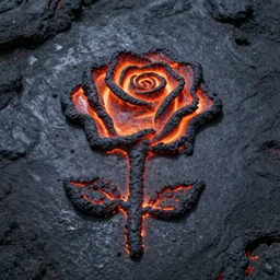 rose made of molten lava
