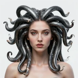 3 d photo - realistic face portrait of a goddess medusa by aykut aydogdu and alena aenami, octane render
