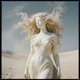 kodak portra 4 0 0 fine art portrait by paolo roversi of a dystopian woman hybrid white sand smoke statue in a scenic dystopian environment, sand smoke hair floating in air, dreamy intricate, elegant, highly detailed, digital art, artstation, smooth, sharp focus, tomasz alen kopera, peter mohrbacher, donato giancola, tonal colors
