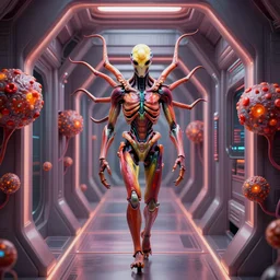 Prometheus biological tumors sci-fi corridor, HR Giger, vivid color scheme, featured in artstation, octane render, cinematic, elegant, intricate, 8k