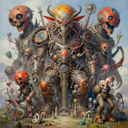 hyper - maximalist overdetailed painting by naoto hattori. artstation. deviantart. cgsociety. inspired by beastwreckstuff and jimbo phillips. fantasy infused lowbrow style. hyperdetailed high resolution render by binx. ly in discodiffusion. dreamlike polished render by machine. delusions. sharp focus.