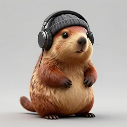 stoned woodchuck with headphones and knitted cap, extremely detailed, sharp focus, wide view, full body pose, smooth, digital illustration, by james jean, by rossdraws, frank franzzeta, mcbess, sakimichan, brosmin, danton fadeev, steve simpson