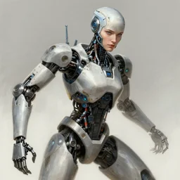 portrait of a dystopian android robot, sci - fi, wonderful shading, realistic perfect face, concept art, dynamic pose, digital illustration, trending on artstation, intricate details, epic composition, sharp focus, 8 k uhd, masterpiece, wlop, ross draws