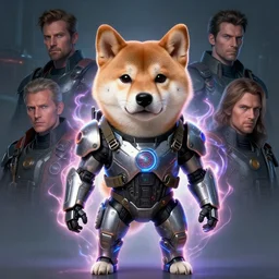 realistic anthropomorphic shiba inu, tactical exoskeleton suit, fantasy science fiction, glowing electric aura, by donato giancola and greg rutkowski and wayne barlow and zdzisław beksinski, realistic face, visible face, digital art, artstation, symmetry