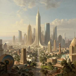 The futuristic city of Delhi in 2050, by Canaletto, trending on ArtStation, masterpiece