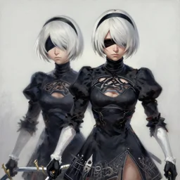 a painting of 2B nier automata, painting by mark brooks, trending on artstation, artstationHD, artsationHQ