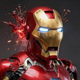 uhd hyperrealistic photorealisitc hyperdetailed detailed iron man head exploding, puking blood, screaming, with sparking circuits, studio lighting, by ayami kojima amano karol bak, greg hildebrandt and mark brooks