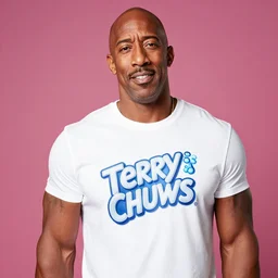 Terry Crews promoting his new bubblegum, Terry Chews