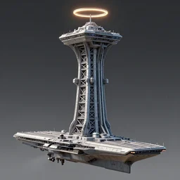 3 d sculpt of an upside down john harris aircraft carrier tower structure, halo, star wars, john harris, ilm, star citizen halo, mass effect, high tech industrial, artstation unreal