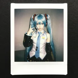 polaroid of hatsune miku as a porcelain doll