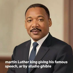 “martin Luther king giving his famous speech, art by studio ghibli”