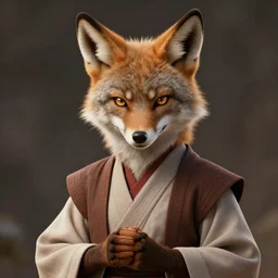 beautiful portrait of a female anthropomorphic coyote fursona wearing jedi robes. detailed hands. character design by charlie bowater, ross tran, artgerm, and makoto shinkai, detailed, soft lighting, rendered in octane