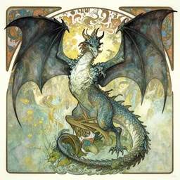 ghost dragon by greg rutkowski artgerm alphonse mucha