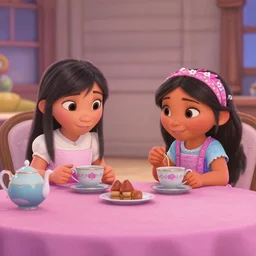 Meilin Lee from Turning Red and Mirabel Madrigal from Encanto having a tea party