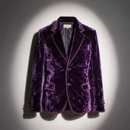 velvet stitched smokers jacket, with cross stitch pattern, deep purple velvet, figure style, fashion magazine drawing