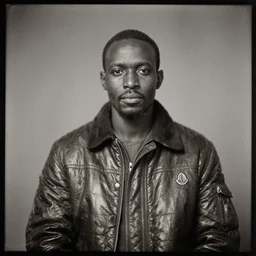 wet plate portrait, sudanese man in moncler jacket, by julia margaret cameron,