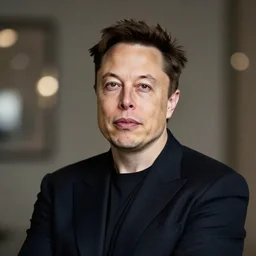 Young Elon Musk; beautiful studio portrait; bokeh, 90mm, f/1.4