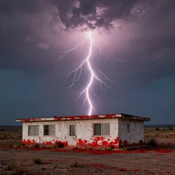 worn down motel in the middle of nowhere, dusk lightning, red mold everywhere