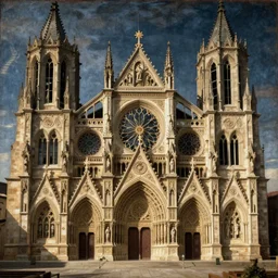 International Gothic painting of cathedral, from late 14th century