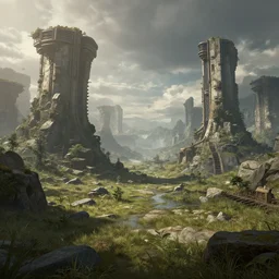 sci-fi and fantasy landscape, unreal engine, realistic, matte painting, concept art, trending on art station