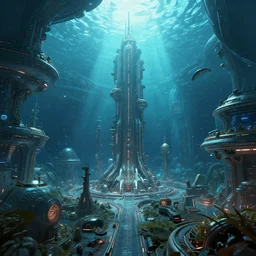 ,inside a futuristic underwater dome city, highly detailed, 4k, HDR, award-winning,  artstation, octane render