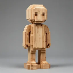 a pixelated wood sculpture designed by hsu tung han