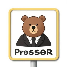 a drawn sign warning about Professor Bear