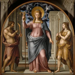A priestess of the god of thunder and iron in his temple | by giotto |