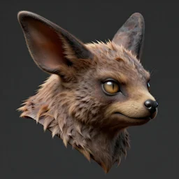 chiroptera head, chiroptera ears, hyperrealism, artstation, cgsociety, zbrush, no background